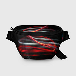Поясная сумка Волнообразные линии неона - Красный, цвет: 3D-принт