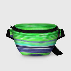 Поясная сумка Сине-зеленые абстрактные полосы, цвет: 3D-принт