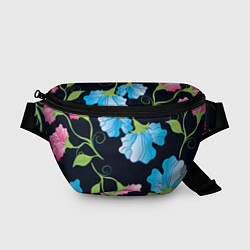 Поясная сумка Яркие удивительные цветы в летней ночи, цвет: 3D-принт