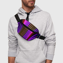 Поясная сумка Неоновые линейные фонари - Фиолетовый, цвет: 3D-принт — фото 2
