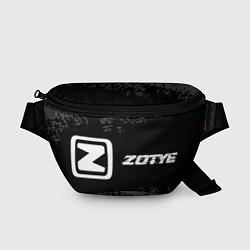 Поясная сумка Zotye speed на темном фоне со следами шин: надпись, цвет: 3D-принт