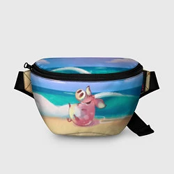 Поясная сумка Свинка на пляже хохочет, цвет: 3D-принт