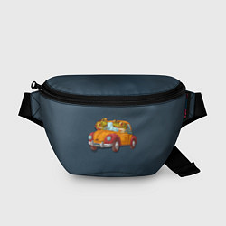 Поясная сумка Веселые лягухи на авто, цвет: 3D-принт