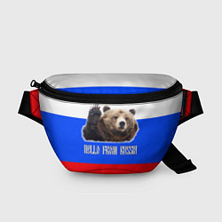 Поясная сумка Привет из России - медведь и триколор, цвет: 3D-принт