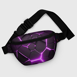 Поясная сумка Фиолетовые неоновые геометрические плиты, цвет: 3D-принт — фото 2