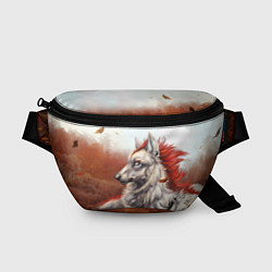 Поясная сумка Арт - волк с рыжей гривой, цвет: 3D-принт