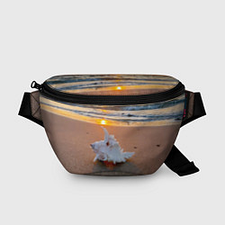Поясная сумка Ракушка на песочном берегу тихого океана, цвет: 3D-принт