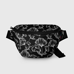 Поясная сумка Графичные цветы на черном фоне, цвет: 3D-принт