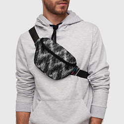 Поясная сумка Черно-белые штрихи, зигзаг, цвет: 3D-принт — фото 2