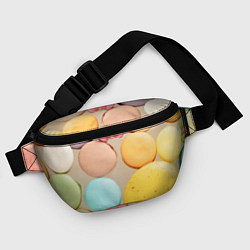 Поясная сумка Разноцветные пирожные Макарон, цвет: 3D-принт — фото 2