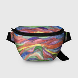 Поясная сумка Красочные волны акварель, цвет: 3D-принт