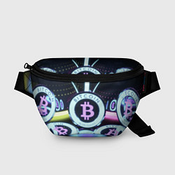 Поясная сумка Неоновый светящийся биткоин, цвет: 3D-принт
