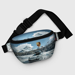 Поясная сумка Porsche on a mountain winter road, цвет: 3D-принт — фото 2