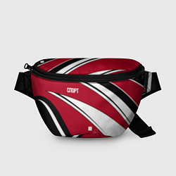 Поясная сумка Красно черная абстракция на белом спорт, цвет: 3D-принт