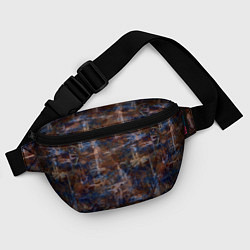 Поясная сумка Коричневый с синим абстрактный гранжевый, цвет: 3D-принт — фото 2