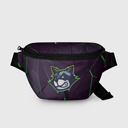 Поясная сумка Морда енота с зелеными глазами, цвет: 3D-принт
