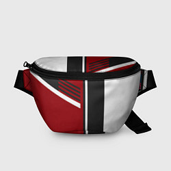 Поясная сумка Красные, белые, чёрные полосы, цвет: 3D-принт