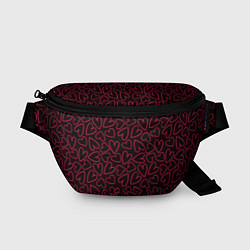 Поясная сумка Розовые сердечки на темном фоне, цвет: 3D-принт
