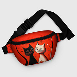 Поясная сумка Влюблённые кошки на красном фоне, цвет: 3D-принт — фото 2