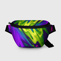 Поясная сумка Сине-зелёное и фиолетовое абстрактное слияние, цвет: 3D-принт