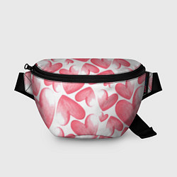 Поясная сумка Розовые акварельные сердца - паттерн, цвет: 3D-принт