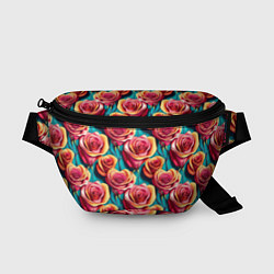 Поясная сумка Паттерн с розами, цвет: 3D-принт