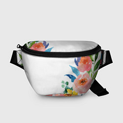 Поясная сумка Желтые и розовые цветы, цвет: 3D-принт