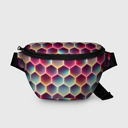 Поясная сумка Неоновый гексагон, цвет: 3D-принт
