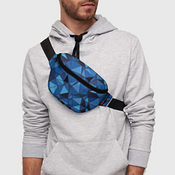 Поясная сумка Синие треугольники, абстракт, цвет: 3D-принт — фото 2