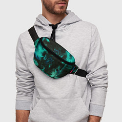 Поясная сумка Черно-зеленые разводы краски, цвет: 3D-принт — фото 2