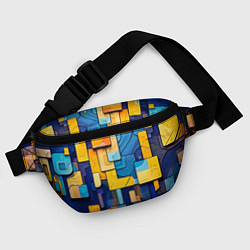 Поясная сумка Синие и жёлтые фигуры, цвет: 3D-принт — фото 2