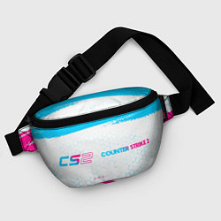 Поясная сумка Counter Strike 2 neon gradient style: надпись и си, цвет: 3D-принт — фото 2