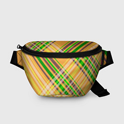 Поясная сумка Желто-зеленый геометрический ассиметричный узор, цвет: 3D-принт