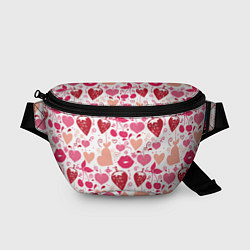 Поясная сумка Клубничная любовь, цвет: 3D-принт