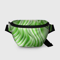 Поясная сумка Белые и зеленый волны, цвет: 3D-принт
