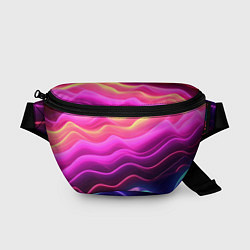 Поясная сумка Розовые и фиолетовые неоновые волны, цвет: 3D-принт