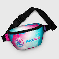 Поясная сумка Skoda neon gradient style: надпись и символ, цвет: 3D-принт — фото 2