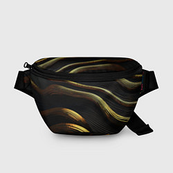 Поясная сумка Золотистые волны абстракция, цвет: 3D-принт