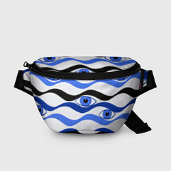 Поясная сумка Глазки плывущие в голубых волнах, цвет: 3D-принт