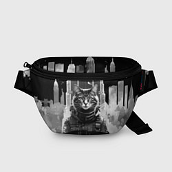 Поясная сумка Крутой котяра в Нью-Йорке - киберпанк, цвет: 3D-принт