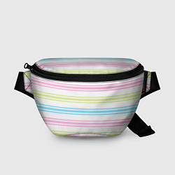 Поясная сумка Розовые и бирюзовые полосы на белом, цвет: 3D-принт