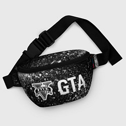 Поясная сумка GTA glitch на темном фоне: надпись и символ, цвет: 3D-принт — фото 2