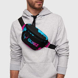 Поясная сумка Quake - neon gradient: надпись и символ, цвет: 3D-принт — фото 2