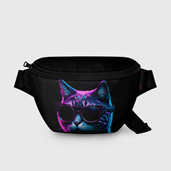 Поясная сумка Неоновый котик в очках, цвет: 3D-принт
