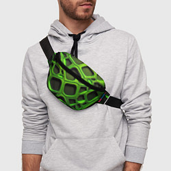 Поясная сумка Объемные зеленые соты, цвет: 3D-принт — фото 2