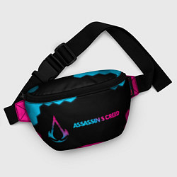 Поясная сумка Assassins Creed - neon gradient: надпись и символ, цвет: 3D-принт — фото 2