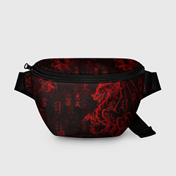 Поясная сумка Красный дракон - иероглифы, цвет: 3D-принт