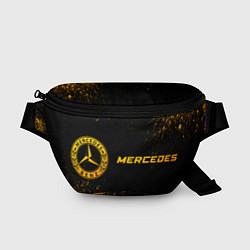 Поясная сумка Mercedes - gold gradient: надпись и символ, цвет: 3D-принт