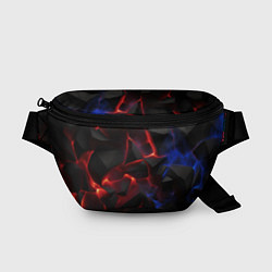 Поясная сумка Плиты черные красные синие, цвет: 3D-принт