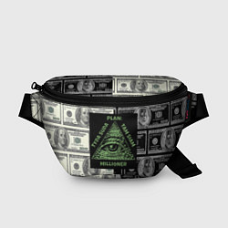 Поясная сумка План миллионера на фоне доллара, цвет: 3D-принт
